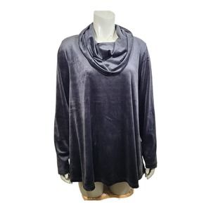 Lane Bryant 14/16 Swing Collection NWT Black Velour Velvet Cowl Neck Blouse